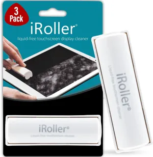 iPad Screen Cleaner by iRoller - Pack of 3 - No Need for Spray or Wipes, Liquid Free - Reusable & Washable -Portable Phone Screen Cleaner for Touchscreen- Ideal for Smartphone, Macbook, Monitor - 3.5"