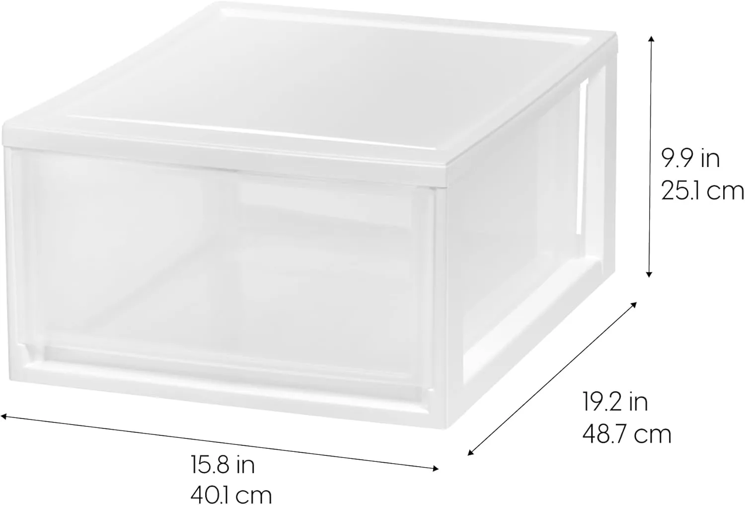 IRIS USA 30 Qt. Plastic Drawer Storage Organizer Stacking Drawers, 2-Pack, Stackable Unit with Sliding Drawer for Clothes Bedroom Kitchen Under Sink Pantry Craft Room Bathroom Dorm Office, White