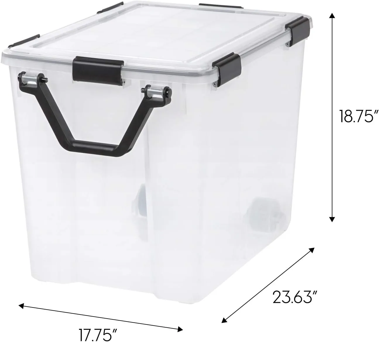 IRIS USA 4 Pack 103qt WEATHERPRO Wheeled Plastic Storage Bin with Seal Latching Lid and 6 Buckles, Pull Handle