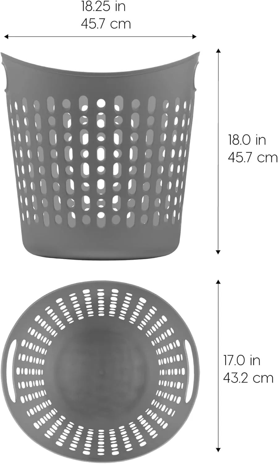 IRIS USA Laundry Basket Hamper, 3-Pack, 40L Flexible Plastic Dirty Clothes Bag with Ventilation Holes for Bedroom Bathroom Apartment Dorm Laundry Room Blankets Pillows Trinkets Organization, Gray