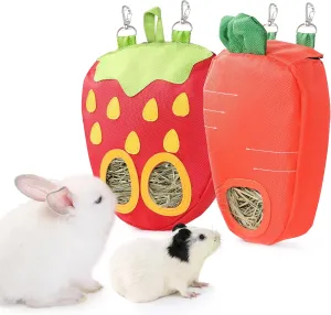 JanYoo Timothy Hay Dispenser for Rabbits Guinea Pigs Hay Bag Rack Manage Storage Hanging Large No Mess for Bunny Accessories