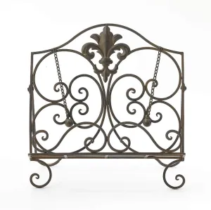 Jemeni Metal Fleur De Lis Cookbook Holder Recipe Stand for Kitchen, Antique Brown Finish……