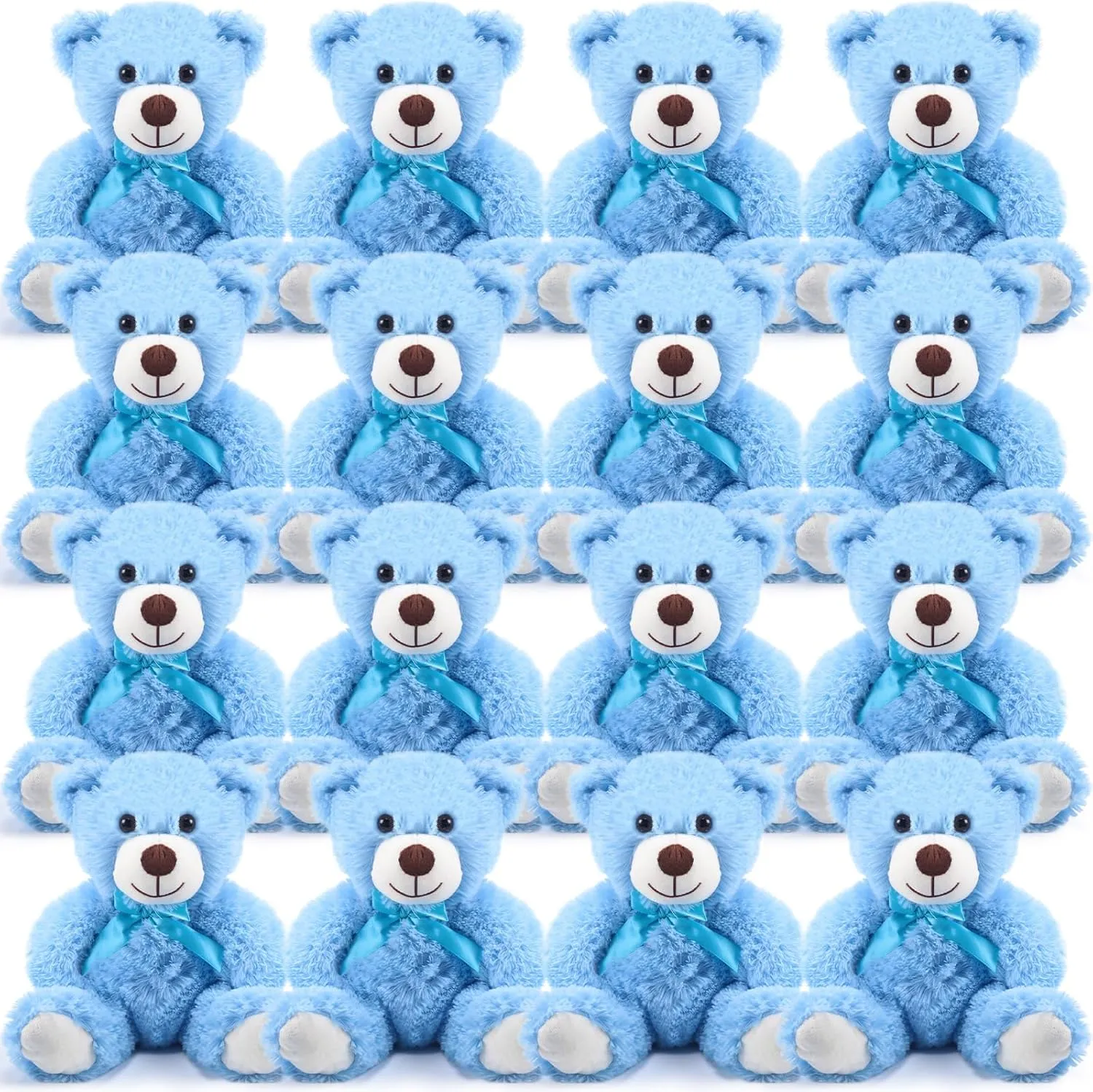 Jenaai 16 Pieces Stuffed Animals Stuffed Bear with Bow Soft Party Gift 13.8 Inch Plush Bears for Baby Shower Centerpieces Wedding Decorations Christmas Valentines Favors Birthday Care(Blue)