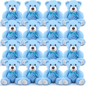 Jenaai 16 Pieces Stuffed Animals Stuffed Bear with Bow Soft Party Gift 13.8 Inch Plush Bears for Baby Shower Centerpieces Wedding Decorations Christmas Valentines Favors Birthday Care(Blue)