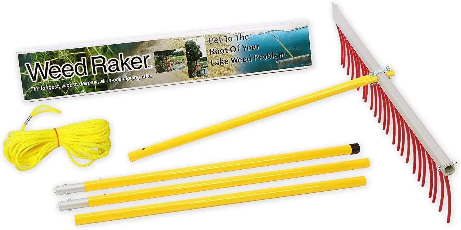 Jenlis Weed Raker Heavy Duty Aluminum Maintenance Tool, Lake Aquatic Landscaping Weed Removal Rake for Shoreline or Beach, Light Weight
