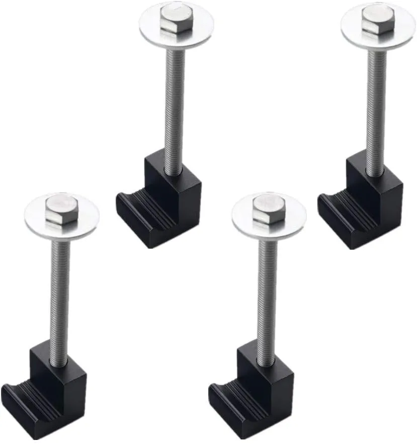 JGR Pickup Truck Tool Box Tie Downs Aluminum J Hook Crossover 4 Pack, Black