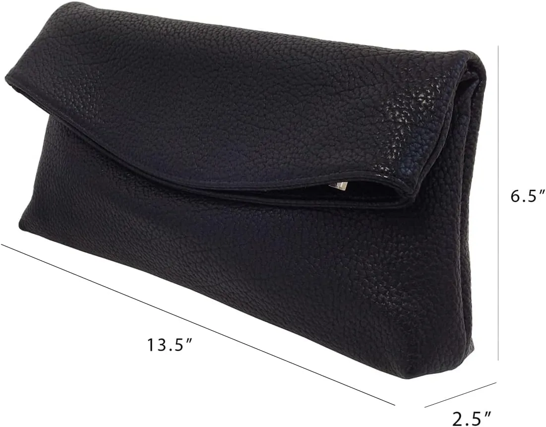 JNB Faux Leather Oversize Foldover Clutch