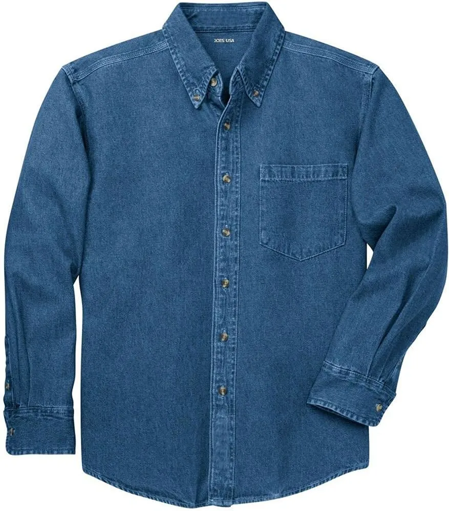 Joe's USA Mens Long Sleeve Heavyweight Denim Shirts XS-4XL