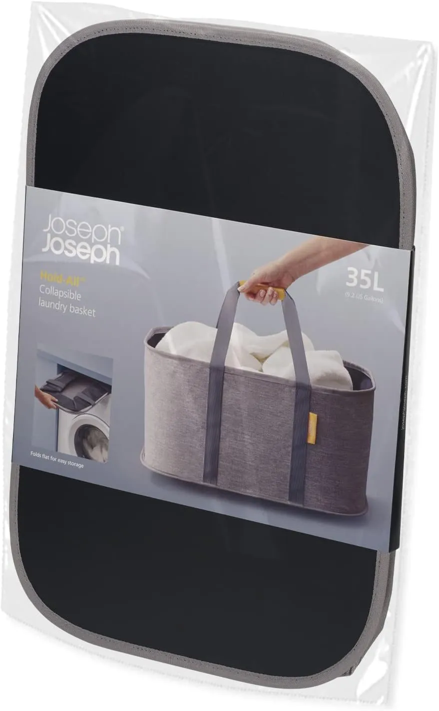 Joseph Joseph Hold-All - Collapsible Folding 35L/9.2 Gallon Washing Laundry Basket Bag, Durable Fabric, Moisture Resistant, Grey