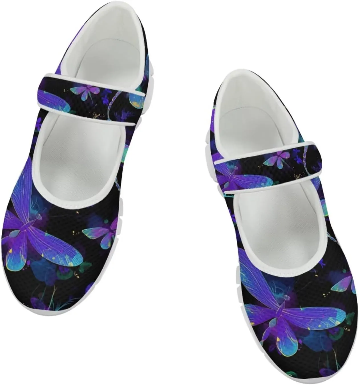 JoyLamoria Dragonfly Butterfly Walking Shoes Comfort Diabetic Shoes Wide Elderly Shoes Platform,US 4-9
