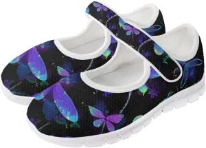 JoyLamoria Dragonfly Butterfly Walking Shoes Comfort Diabetic Shoes Wide Elderly Shoes Platform,US 4-9