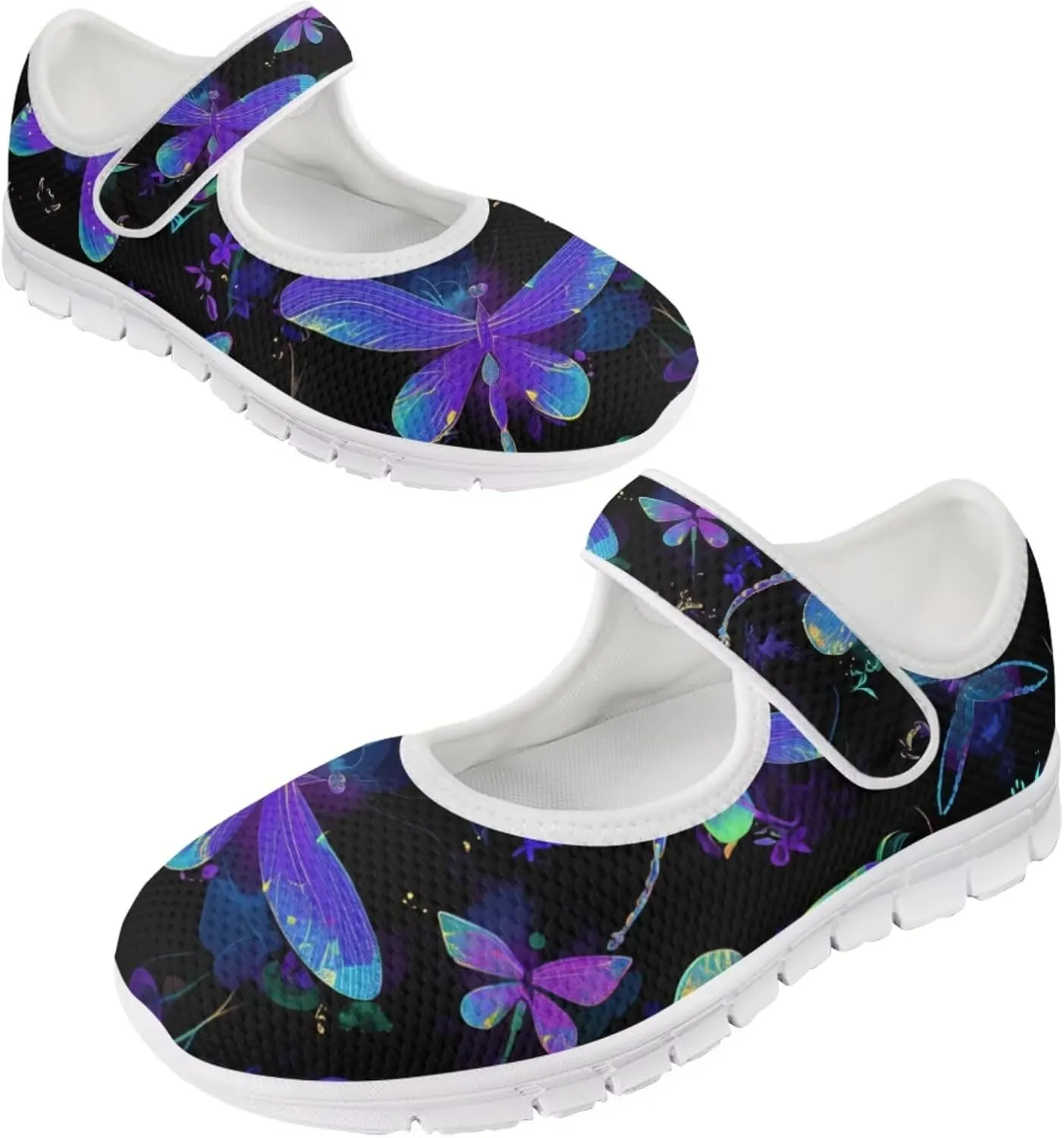 JoyLamoria Dragonfly Butterfly Walking Shoes Comfort Diabetic Shoes Wide Elderly Shoes Platform,US 4-9