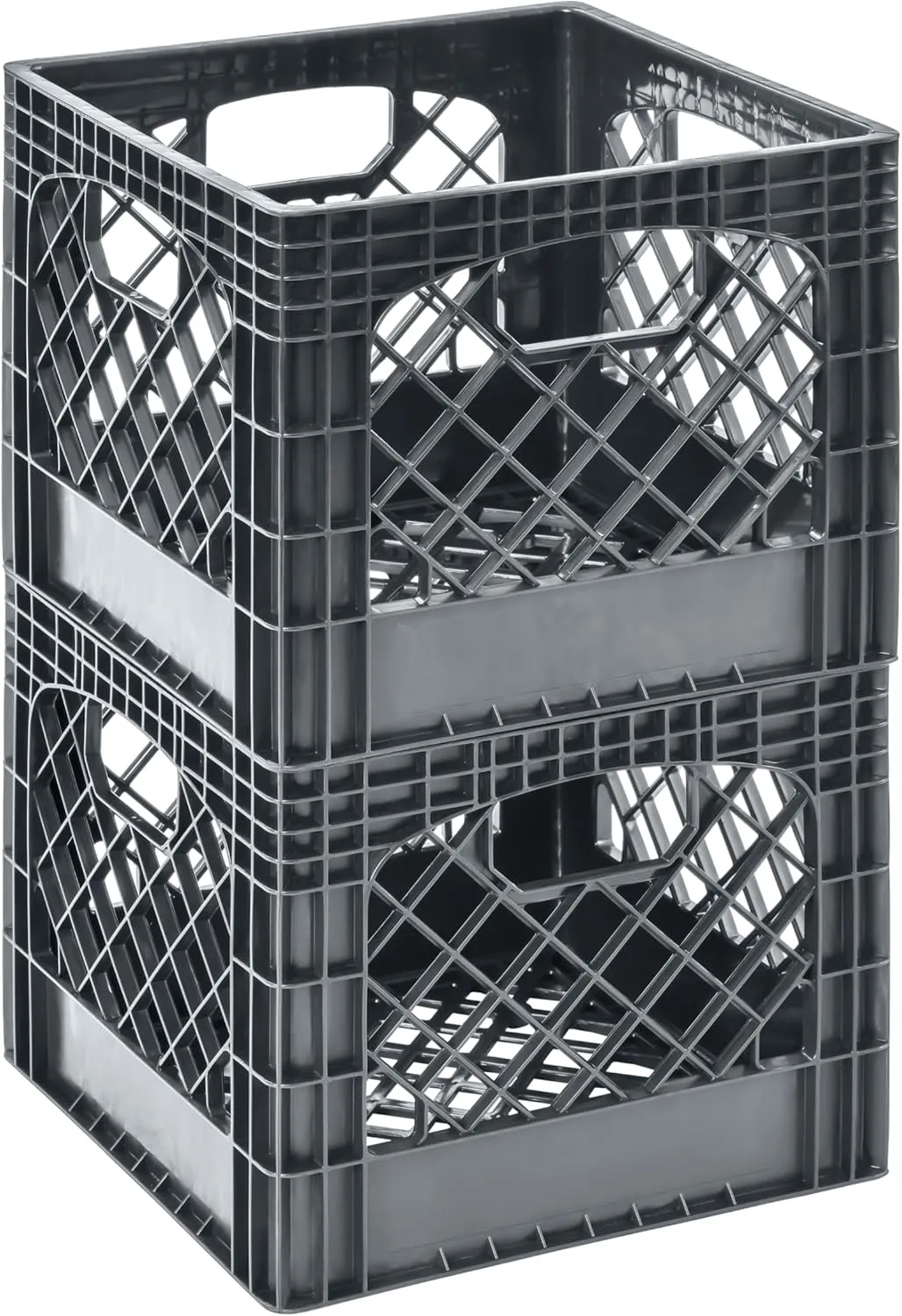 Juggernaut Storage 11" x 13" x 13" Gray Milk Crate (Pack of 2)