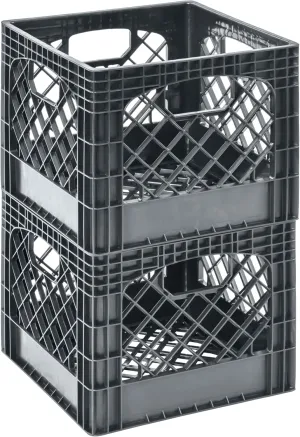 Juggernaut Storage 11" x 13" x 13" Gray Milk Crate (Pack of 2)