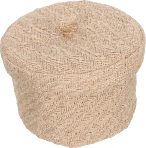 Jute Storage Cube Lid Office Sundries Basket Woven Basket Household Storage