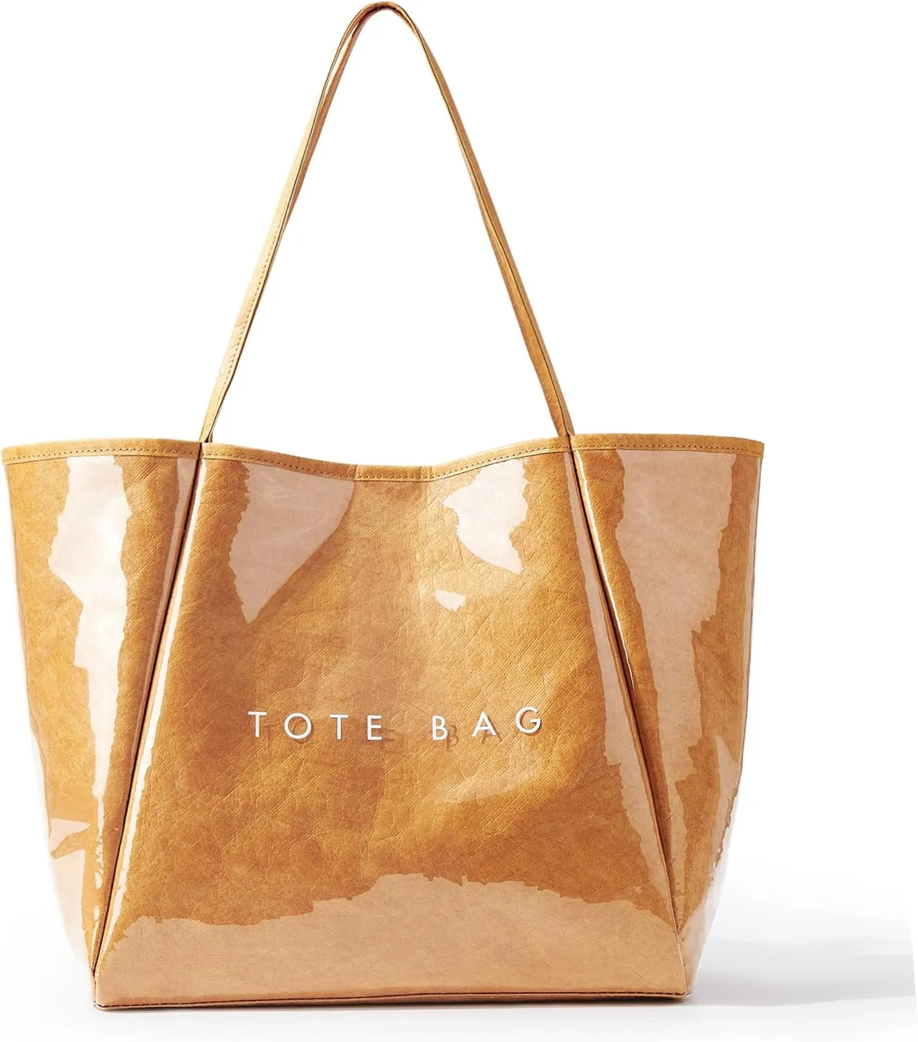 KALIDI Large PVC Tote Bag Women Weekender Hobo Bag Travel Purse Kraft Paper Oversize Shoulder Handbag for Work College Beach