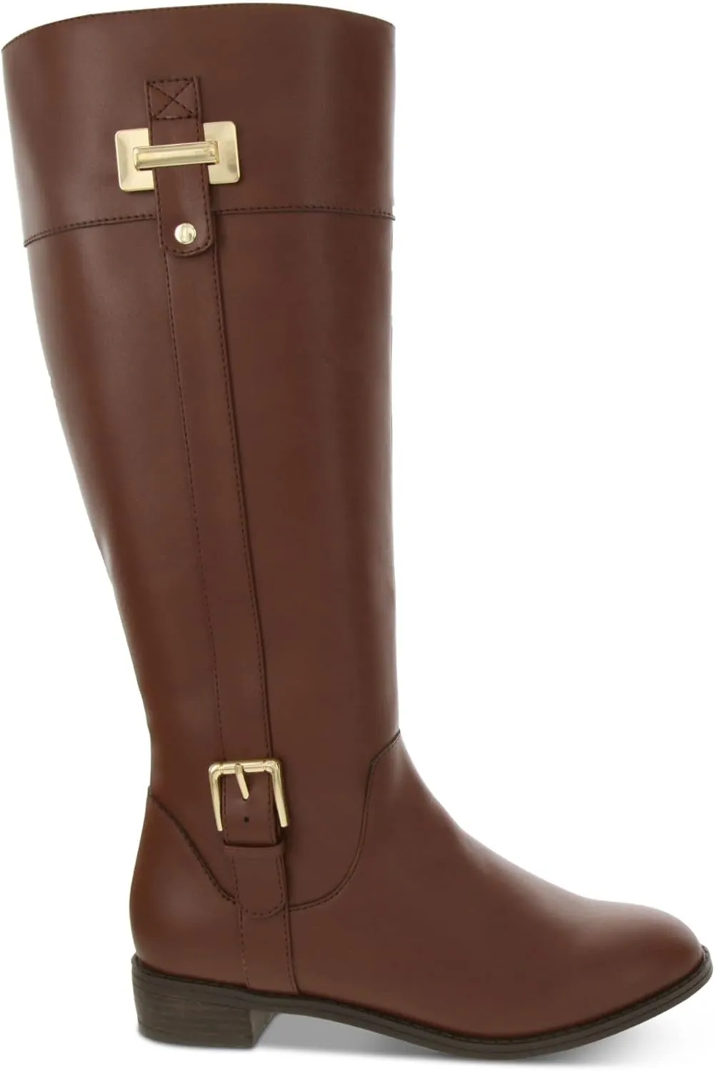 Karen Scott Womens Deliee 2 Faux Leather Riding Boots Brown 8 Wide (C,D,W)
