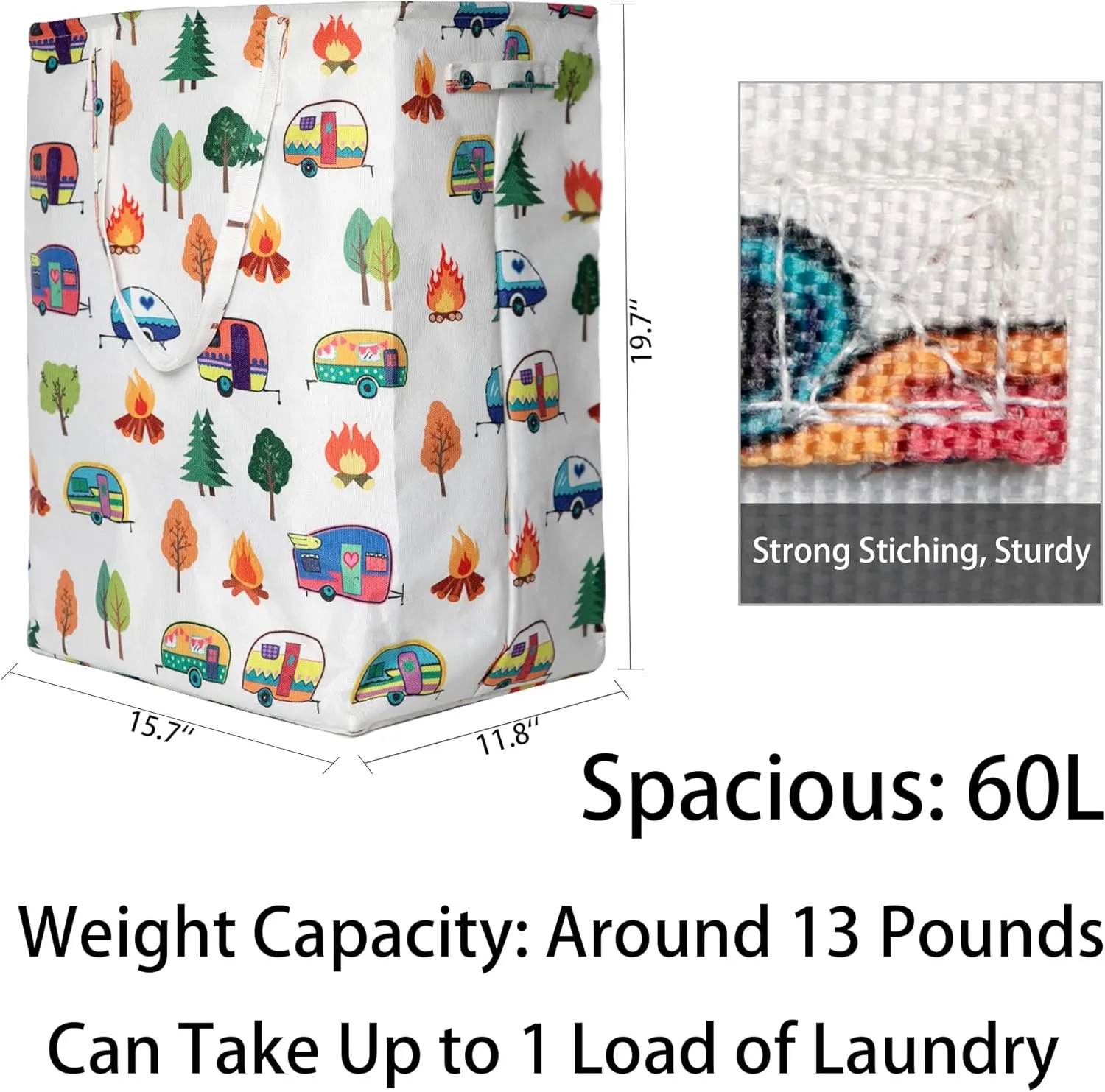Kay&J 2 Pack Laundry Hamper, Collapsible Laundry Baskets with 11.8 Inch Width, 19.7 Inch Height, Two Bags for Easy Sorting, RV Travel Trailer Camper Decor Accessories Grey,White