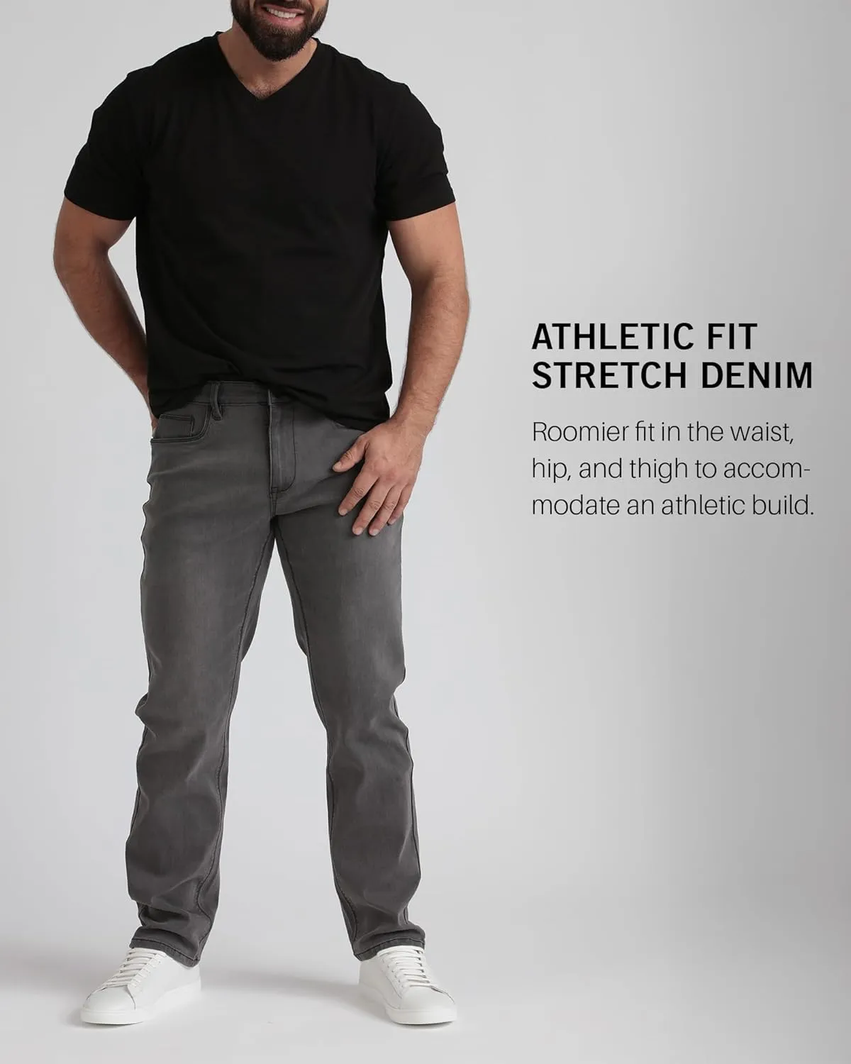 Kenneth Cole REACTION Athletic Fit Jeans for Men - Soft and Flexible Stretch Jeans - Men's Jeans Roomier Fit