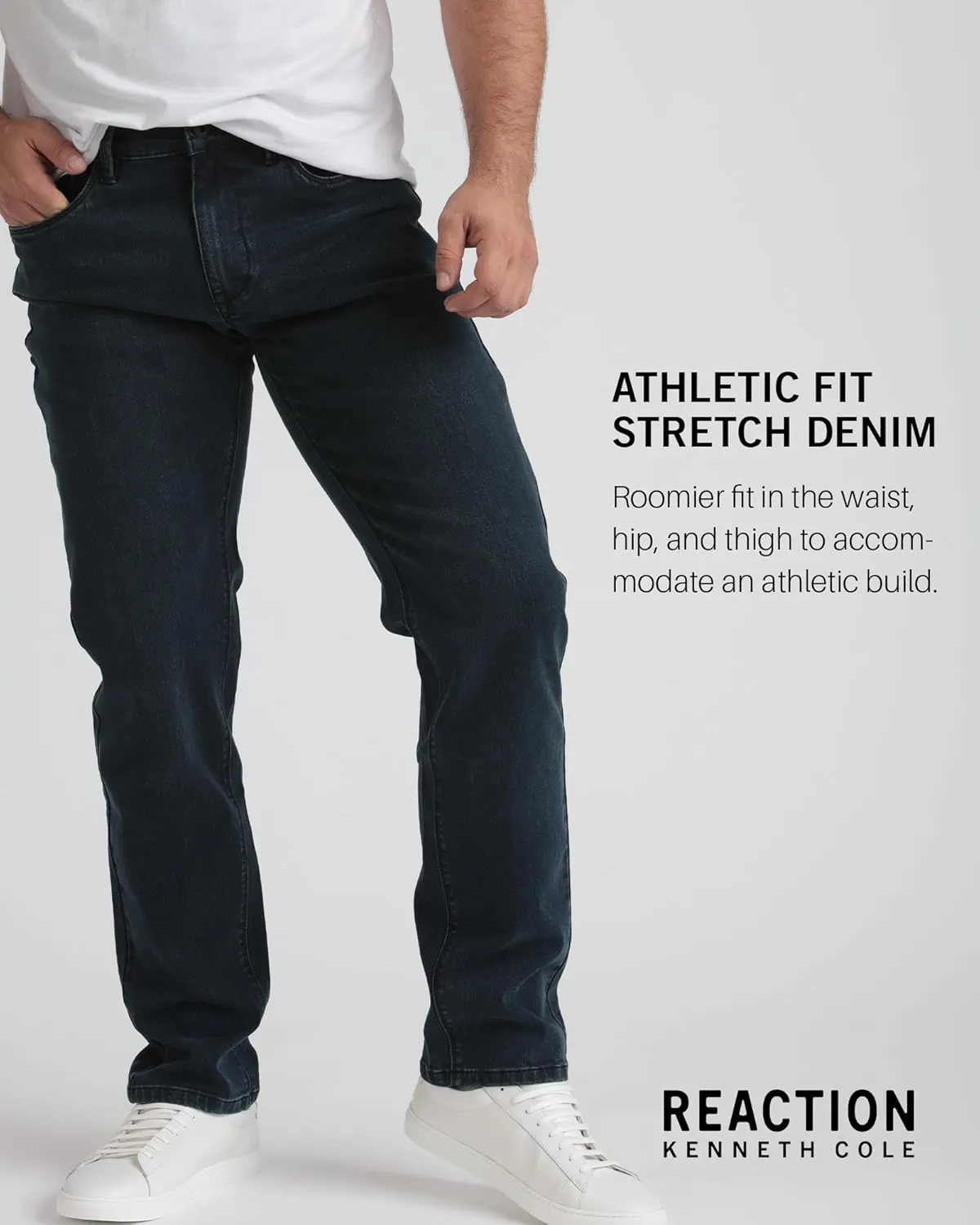 Kenneth Cole REACTION Athletic Fit Jeans for Men - Soft and Flexible Stretch Jeans - Men's Jeans Roomier Fit
