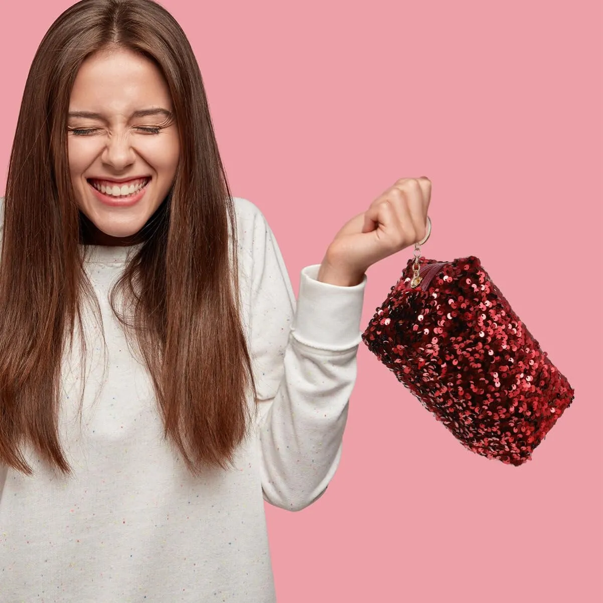 KESYOO Sequin Makeup Bag Cosmetic Bag Glitter Pencil Pouch Sequin Pencil Bag Glitter Toiletry Pouch Womens Toiletry Bag Cosmetic Storage Bag Makeup Bag Travel Oxford Cloth Earth Tones Wash Bag