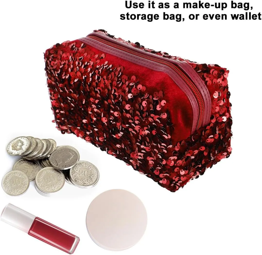 KESYOO Sequin Makeup Bag Cosmetic Bag Glitter Pencil Pouch Sequin Pencil Bag Glitter Toiletry Pouch Womens Toiletry Bag Cosmetic Storage Bag Makeup Bag Travel Oxford Cloth Earth Tones Wash Bag