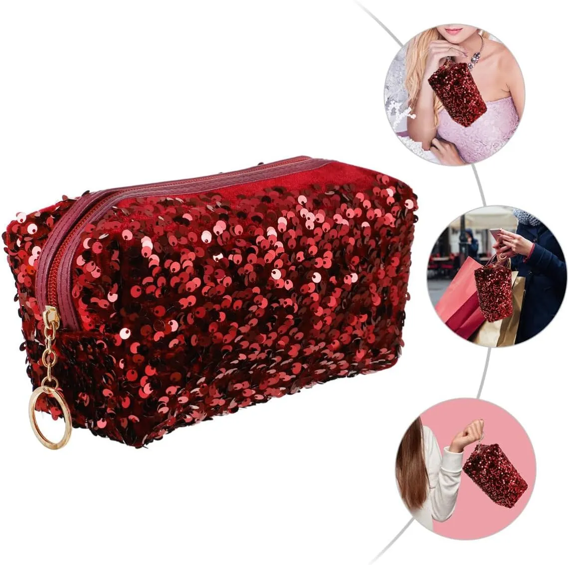 KESYOO Sequin Makeup Bag Cosmetic Bag Glitter Pencil Pouch Sequin Pencil Bag Glitter Toiletry Pouch Womens Toiletry Bag Cosmetic Storage Bag Makeup Bag Travel Oxford Cloth Earth Tones Wash Bag