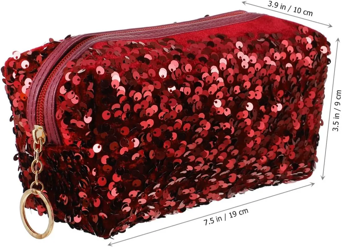 KESYOO Sequin Makeup Bag Cosmetic Bag Glitter Pencil Pouch Sequin Pencil Bag Glitter Toiletry Pouch Womens Toiletry Bag Cosmetic Storage Bag Makeup Bag Travel Oxford Cloth Earth Tones Wash Bag