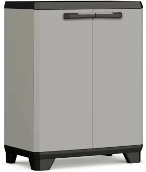 Keter 246638 Low Cabinet Planet-Recycled Plastic, Grey/Black, Cabinets, 680 x 390 x 900 mm, PP
