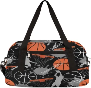 Kids Duffle Bag for Boys Girls Sport Gym Bag Kids Carry-On Bag for School Practice Ballet, Weekender Travel Duffel Bag (basketball)