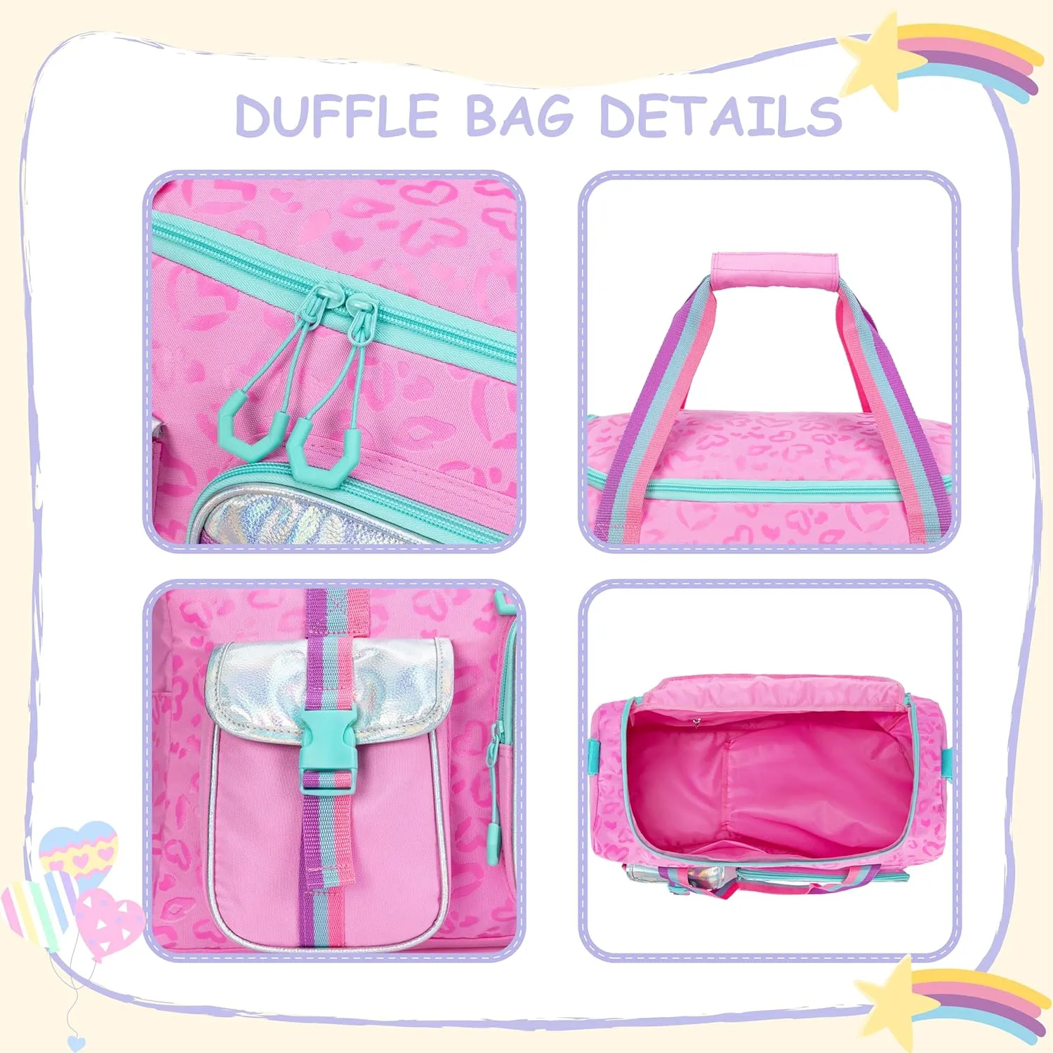 Kids Duffle Bag Girls Women Travel Bag Gifts Overnight Bags for Girls Women Tote Sleepover Gym Dance Bags for Kids with Shoes Compartment