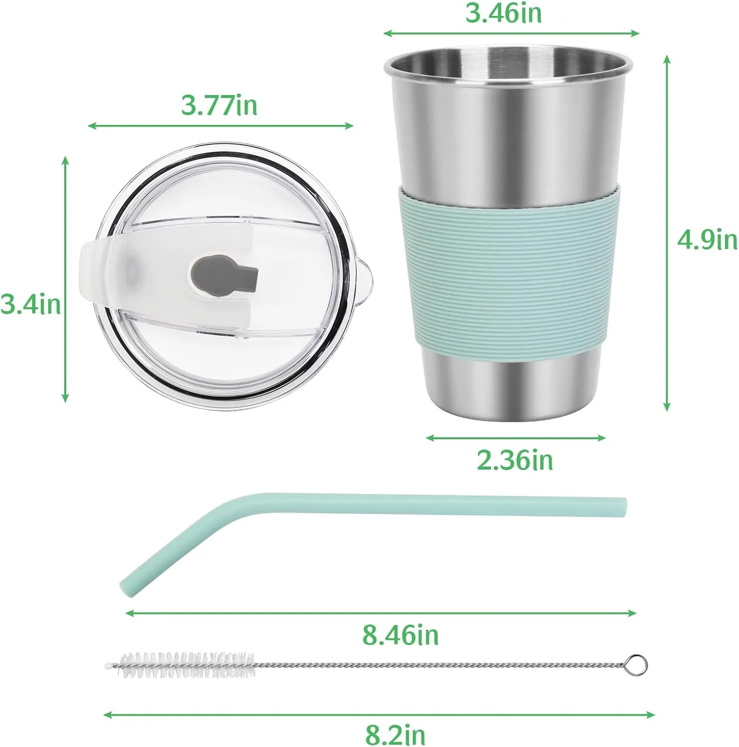 Kids Stainless Steel Cups, 16oz Kids Tumbler with Lid and Straw, 6 Color Unbreakable Metal Spill Proof Cups for Adults and Children