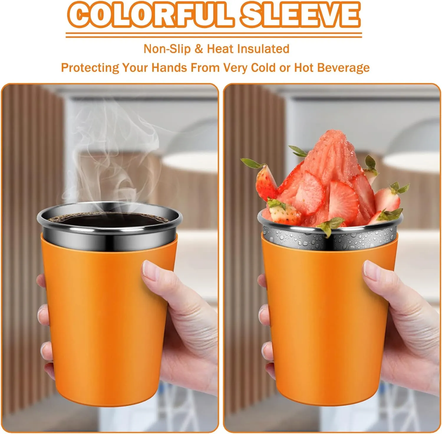 Kids Tumblers with Lids and Straws, 5 Pack Upgrade 12oz Stainless Steel Unbreakable Toddler Cups Spill Proof with Colorful Sleeve, Reusable Drinking Cup for Adults and Children