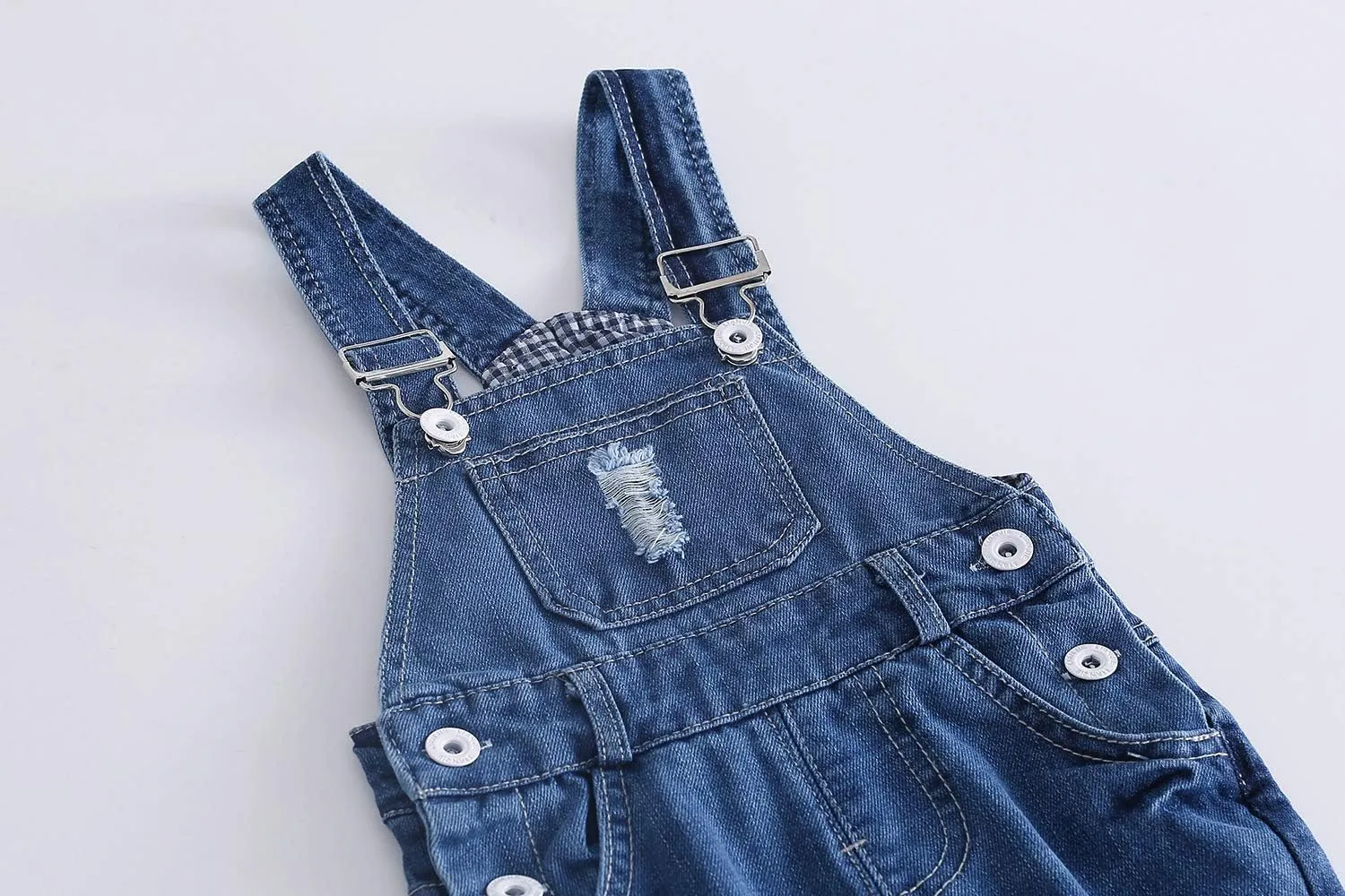 KIDSCOOL SPACE Baby Boy Girl Jean Overalls,Toddler Ripped Denim Cute Workwear