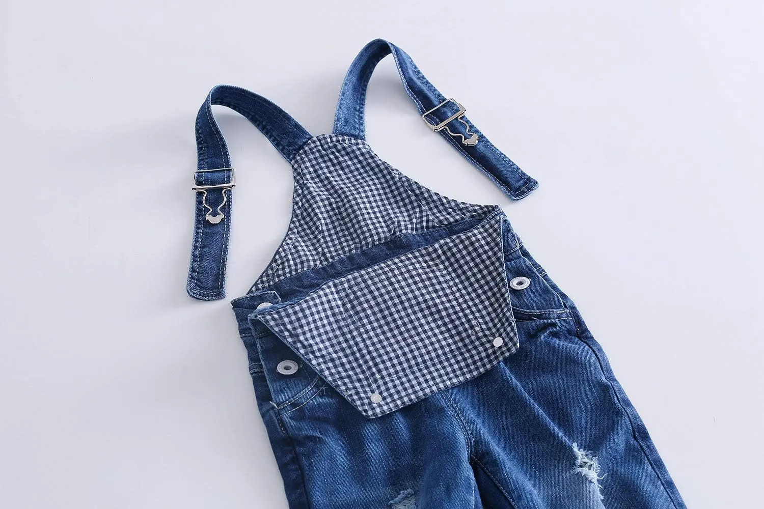 KIDSCOOL SPACE Baby Boy Girl Jean Overalls,Toddler Ripped Denim Cute Workwear