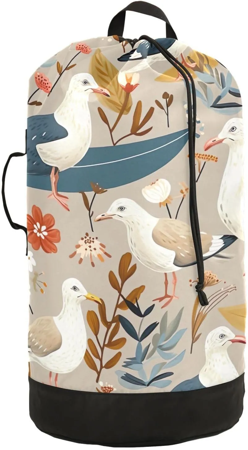 Kigai Surfing Pigeon Travel Laundry Bag Waterproof Durable Large Laundry Backpack with Handles and Drawstring Closure Machine Washable Dirty Clothes Organizer Storage Bag Laundry Hamper