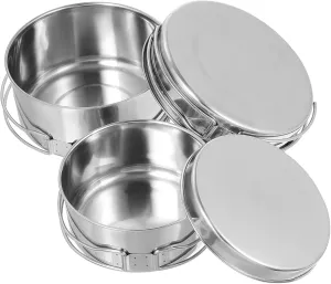 Kisangel 4pcs Stainless Steel Cooking Utensils Outdoor Picnic Folding Pots Stackable Pans for Camping Stackable Camp Cookware Camping Skillet Camper Camping Cookware Camping Pot Portable