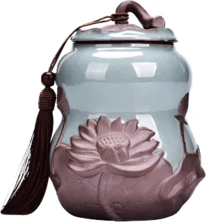 Kitchen Container Ge Kiln Gourd Shaped Ceramic Tea Can Household Sealed Ceramic Can Loose Tea Tin Tea Storage Tea Storage Container Tins Jar for Tea, Dried Fruits, Medicinal Herbs and Grains For Loose