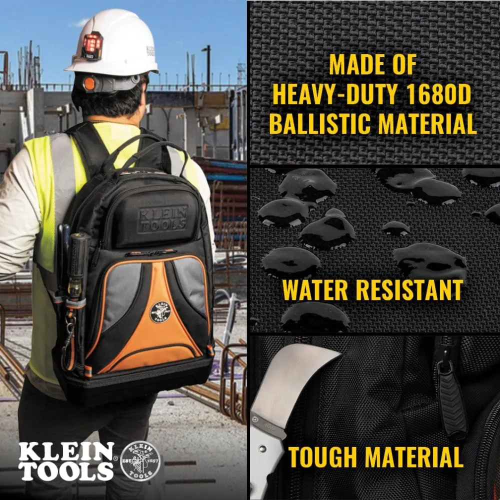 Klein Tools 55421BP-14 Tool Backpack, Heavy Duty Tradesman Pro Tool Bag Organizer with 39 Pockets, Molded Bottom