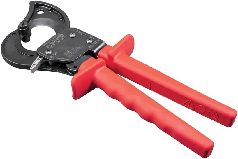 Klein Tools 63060 Cable Cutters, Ratcheting Heavy Duty Cutters for Up to 750 MCM, Great for Cable Preparation