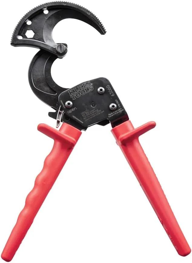 Klein Tools 63060 Cable Cutters, Ratcheting Heavy Duty Cutters for Up to 750 MCM, Great for Cable Preparation