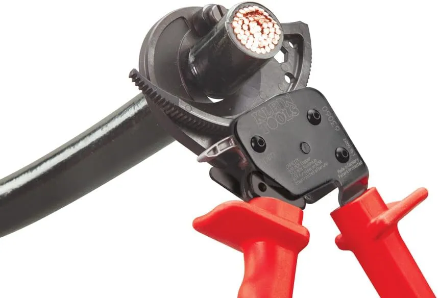 Klein Tools 63060 Cable Cutters, Ratcheting Heavy Duty Cutters for Up to 750 MCM, Great for Cable Preparation
