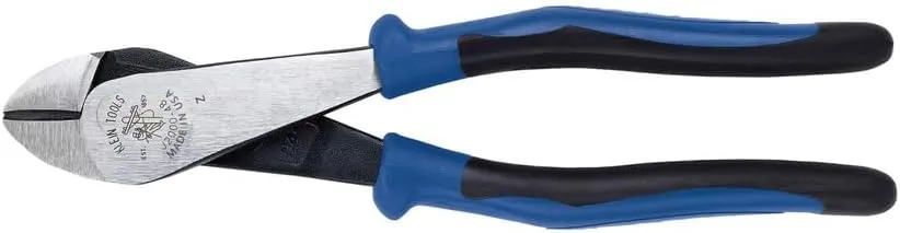Klein Tools J2000-48 Pliers, Diagonal Cutting Pliers with Angled Head, Heavy-Duty to Cut ACSR, Screws, Nails, and most Hardened Wire, 8-Inch