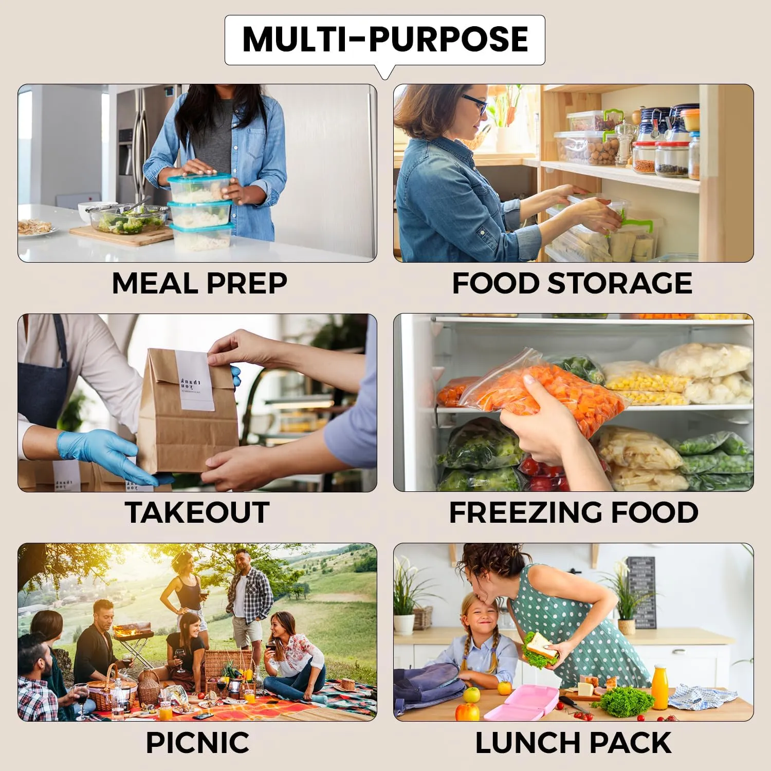 Klex 28 Oz, 150 Sets Meal Prep Containers with Airtight Lids, BPA Free, Reusable Plastic Food Container, 28 oz, Rectangular, Black/Clear, 150 Sets