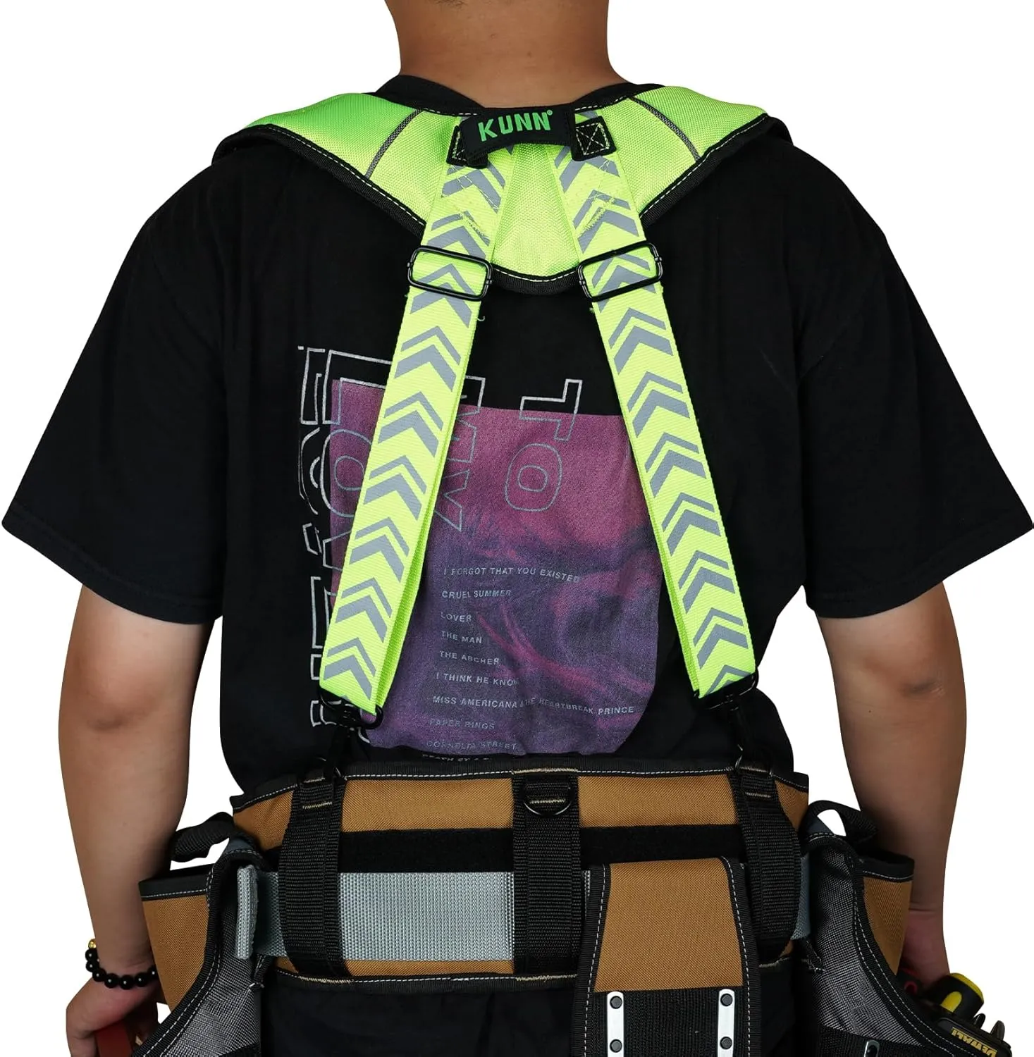 KUNN Tool Belt Suspenders Reflective - Heavy Duty Construction Reflective Safety Suspenders for Carpenter Electrician