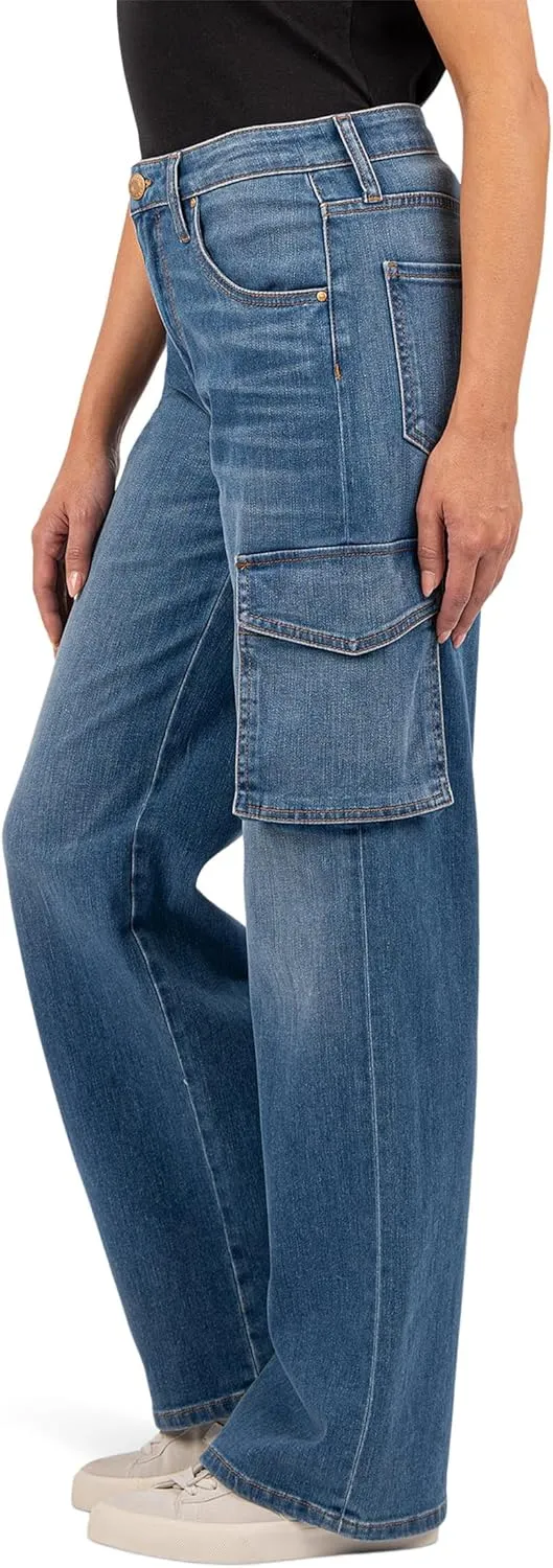 KUT from the Kloth Women's Jodi High-Rise Fab Ab Wide Leg Five Side Flap Pocket in Invigorated