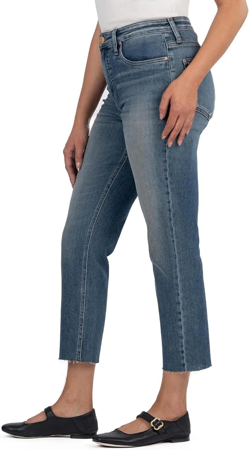 KUT from the Kloth Women's Petite Rachael High-Rise Fab Ab Mom Raw Hem in Braveness