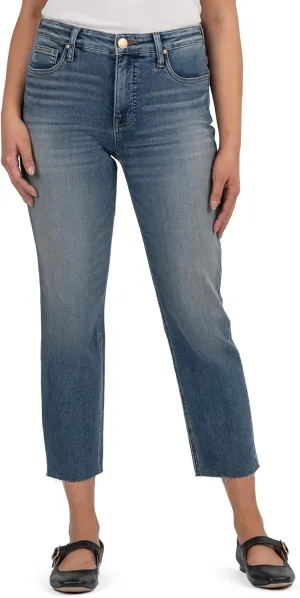 KUT from the Kloth Women's Petite Rachael High-Rise Fab Ab Mom Raw Hem in Braveness