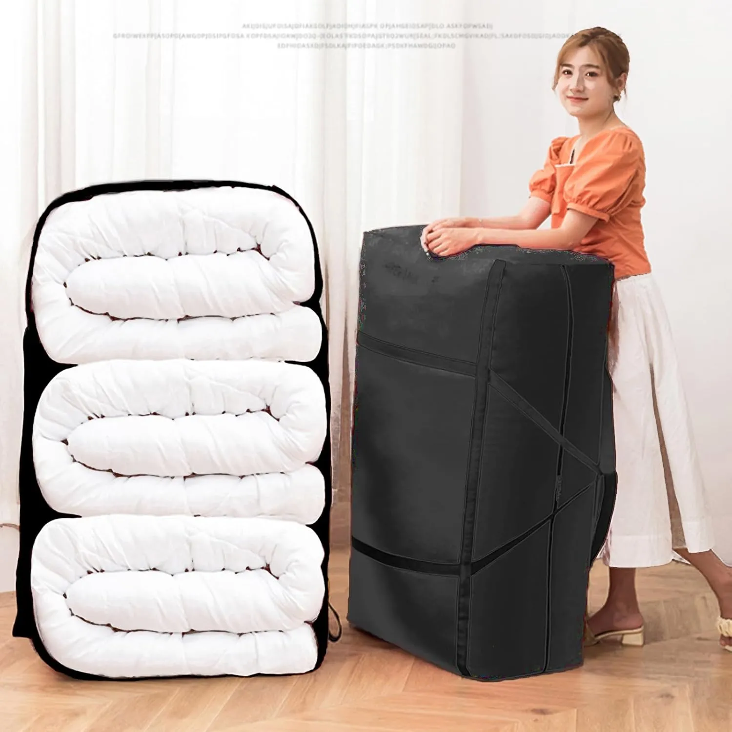 KXF Extra Large 180L Storage Bags with Handles Waterproof Durable Black Carry Bag Under Bed Organizer Duffelbag for Travel Moving Decorations Gym School