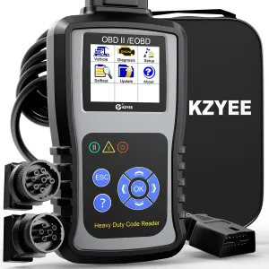 KZYEE KC601 Heavy Duty Truck Scanner, Full System Diesel Diagnostic Scan Tool for Caterpillar, Cummmins, International & More, Free Lifetime Updates & Storage Bag for Truck Code Reader, HD OBD Scanner